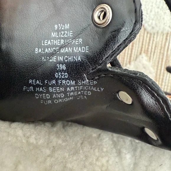 Marc Fisher LTD Izzie Shearling-Lined Leather Work Boots Black Size 9.5 - Picture 6 of 6